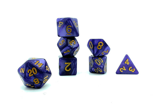Amethyst Dragon Dice - Purple Swirl with Gold Numbers