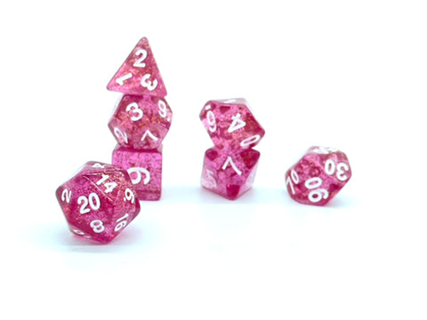 Ancestral Guardian Dice - Light Red Translucent with Sparkles and White Numbers