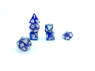 Blue Steel Dice - Blue and Gray Translucent with White Numbers
