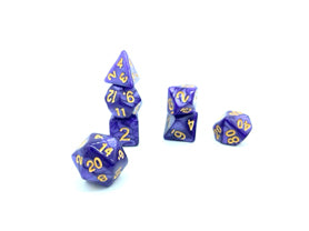 Devastating Ki Dice - Purple Pearlescent with Gold Numbers