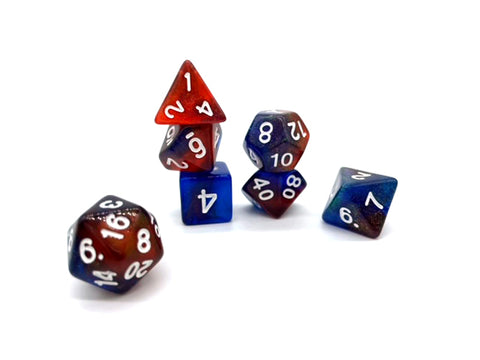 Divine Sense Dice - Blue and Orange Translucent with White Numbers