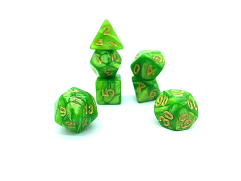 Emerald Champion Dice - Green Swirl with Gold Numbers