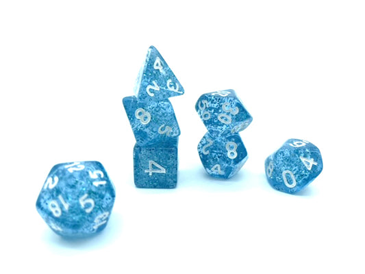 Heroism Dice - Blue Sparkly Translucent with White Numbers
