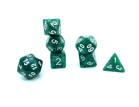 Hunter's Veil Dice - Green Swirl with White Numbers