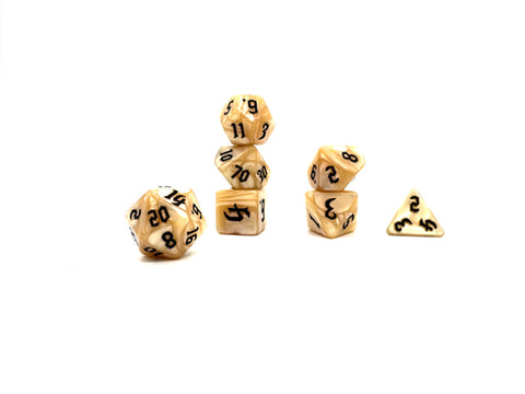 Fighting Spirit Dice - Beige Pearlescent Swirl with Black Numbers