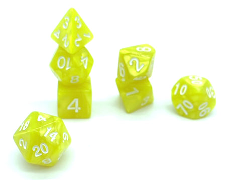 Witch Bolt Dice - Yellow Swirl with White Numbers