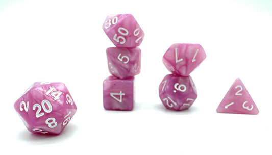Cherry Ice Dice - Pink Swirl with White Numbers