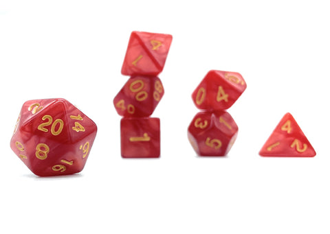 Candlelight Dice - Red Swirl with Gold Numbers