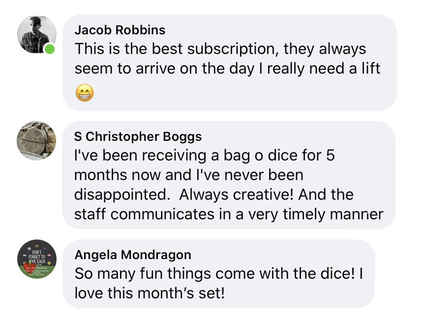 Endless Bag of Dice DND Dice Subscription Box