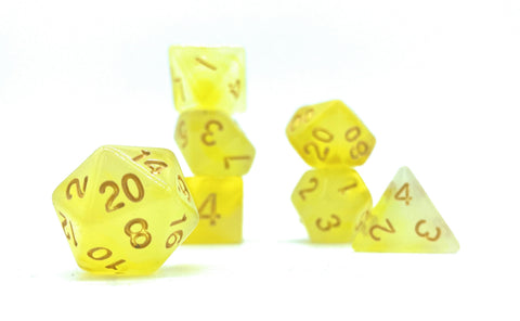 Summer Solstice Dice - Yellow Opaque with Gold Numbers